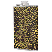 ブラックゴールド ヴィンテージ エスニック フラワーパターン ビニール フラスク (左)