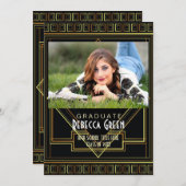 ブラックゴールド ヴィンテージ グレートギャツビー 卒業パーティー 招待状 (正面/裏面)