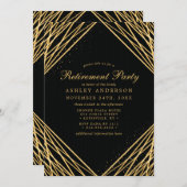 ブラックゴールド 幾何学的な抽象的な退職パーティー 招待状 (正面/裏面)