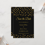 ブラックゴールド 結婚式 Save the Date 招待状 (正面/裏面インサイチュ)