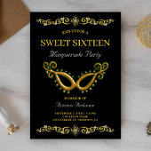 ブラックゴールド 16歳の誕生日 マスカレード スイートシックスティーン 招待状