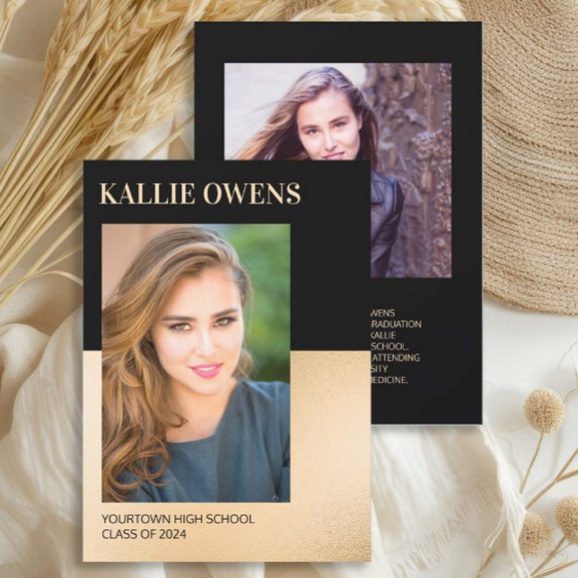 ブラックゴールド 2024年卒業フォト  (2-photo black and gold graduation announcement)