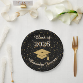 ブラックゴールド 2026年卒業パーティー紙皿 ペーパープレート