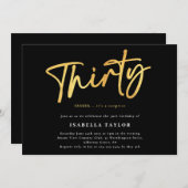 ブラックゴールド 30歳の誕生日 招待状 (正面/裏面)