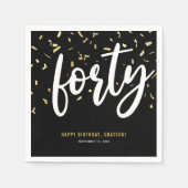 ブラックゴールド 40歳の誕生日パーティー スタンダードカクテルナプキン (正面)