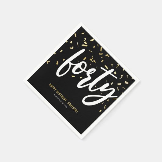 ブラックゴールド 40歳の誕生日パーティー スタンダードカクテルナプキン (角)