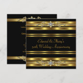 ブラックゴールド 50周年結婚記念日 招待状 (正面/裏面)