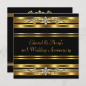 ブラックゴールド 50周年記念結婚式 招待状 (正面/裏面)