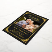 ブラックゴールド 50周年 結婚記念日 写真 箔招待状 (回転した状態)