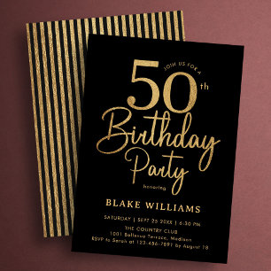 ブラックゴールド 50歳の誕生日 招待状