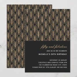 ブラックゴールド 50 才 & ファビュラス アートデコ フォト 50 周年 招待状