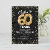 ブラックゴールド 60歳の誕生日パーティー招待状 招待状 (スタンド正面)