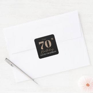 ブラックゴールド 70歳の誕生日をお祝いするパーソナライズドデザイン スクエアシール