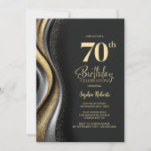 ブラックゴールド 70歳の誕生日パーティー 招待状 (正面)