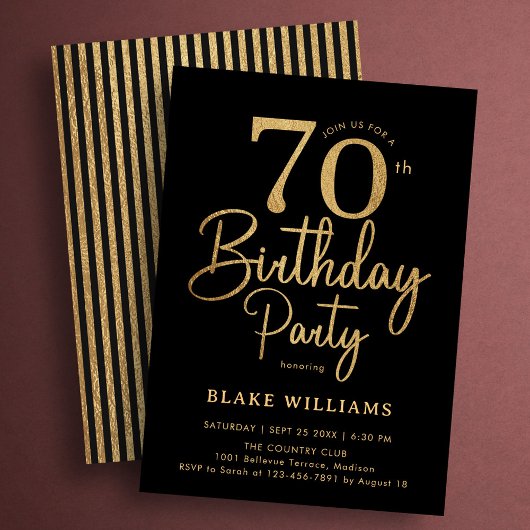 ブラックゴールド 70歳の誕生日 招待状