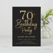 ブラックゴールド 70歳の誕生日 招待状 (スタンド正面)