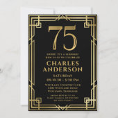 ブラックゴールド 75歳の誕生日サプライズパーティー 招待状 (正面)