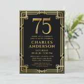 ブラックゴールド 75歳の誕生日サプライズパーティー 招待状 (スタンド正面)