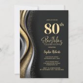 ブラックゴールド 80歳の誕生日パーティー 招待状 (正面)
