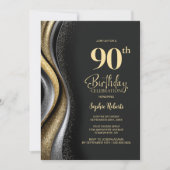 ブラックゴールド 90歳の誕生日パーティー 招待状 (正面)