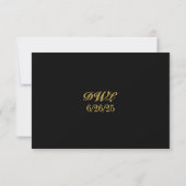 ブラックゴールドQRコード結婚式RSVPカード 出欠カード (裏面)