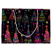 ブラックサイケデリックのクリスマスツリー ラージペーパーバッグ