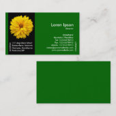 ブラックサイドバンド花 – 黄色の菊 – 緑 名刺 (正面/裏面)