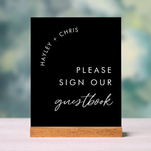 ブラックサイン私たちのゲストブック結婚のアクリルのサイン アクリルサイン (ニュートラル)