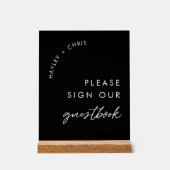 ブラックサイン私たちのゲストブック結婚のアクリルのサイン アクリルサイン (正面)
