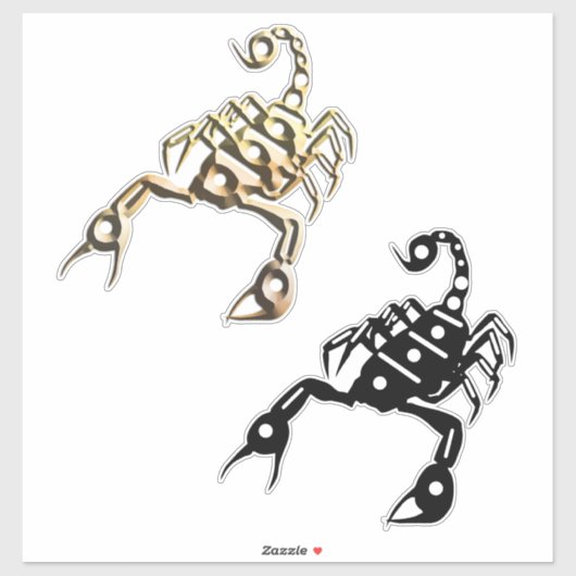 ブラックサソリと金ゴールドの昆虫 シール (シート)