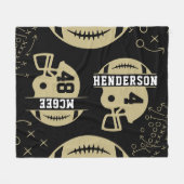 ブラックサッカーと金ゴールドサッカーの試合日 フリースブランケット (正面(横))