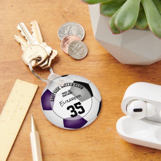 ブラックサッカークラブチームカラースポーツギフト キーホルダー (デスク)