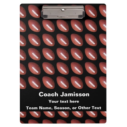 ブラックサッカーパーソナライズされた、名前、コーチ クリップボード (正面)