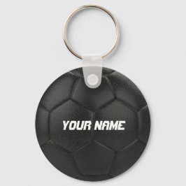 ブラックサッカーボールパーソナライズされた名 キーホルダー