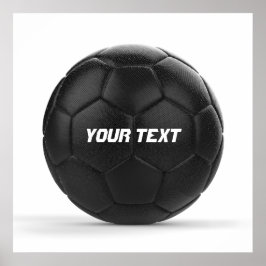 ブラックサッカーボール オリジナルテキスト ポスター