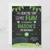 ブラックサッカー誕生日パーティーの招待状 招待状 (正面)