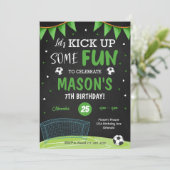 ブラックサッカー誕生日パーティーの招待状 招待状 (スタンド正面)