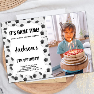 ブラックサッカー誕生日招待状(写真あり) 招待状