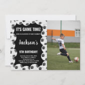ブラックサッカー誕生日招待状（写真あり） 招待状 (正面)