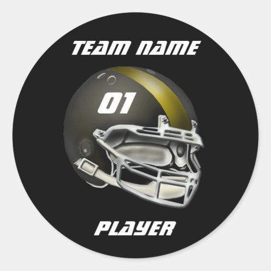 ブラックサッカー金ゴールドヘルメット ラウンドシール (正面)
