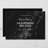 ブラックサックスジャズ音楽のコンサートへの招待 招待状 (正面/裏面)