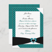 ブラックサッシュティール(緑がかった色)弓結婚式招待状 招待状 (正面/裏面)