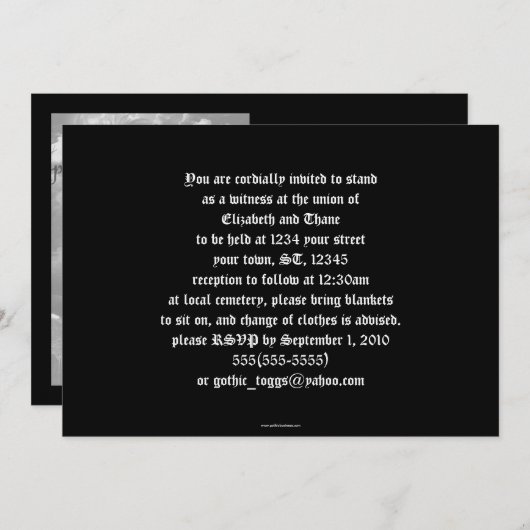 ブラックサテンと赤いバラのクロス写真フレーム招待状 招待状 (正面/裏面)