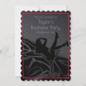 ブラックサテンのシルエット独身パーティー招待状 招待状 (正面)