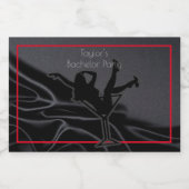 ブラックサテンのシルエット独身パーティー リキュールボトルラベル (シングルラベル)