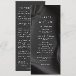 ブラックサテンの優雅な結婚式プログラム 招待状