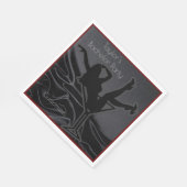 ブラックサテンシルエットバチュラーパーティ スタンダードランチョンナプキン (角)