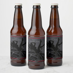 ブラックサテンシルエットバチュラーパーティ ビールラベル