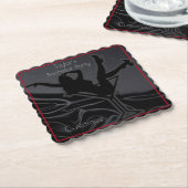 ブラックサテンシルエットバチュラーパーティ ペーパーコースター (アングル)