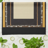 ブラックサテンシルク生地フォトフレーム装飾Wi キッチンタオル (折り畳み)